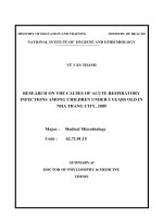 study on the etiology of acute respiratory infection in children under 5 years old in nhatrang, 2009