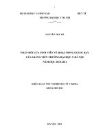 Phản hồi của sinh viên về hoạt động giảng dạy của giảng viên trường đại học y hà nội năm học 2010 2011