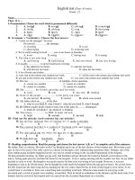 English test (Time: 45 mins) Grade: 12 pps