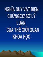 CHỦ NGHĨA DUY VẬT BIỆN CHỨNG CƠ SỞ LÝ LUẬN CỦA THẾ GIỚI QUAN KHOA HỌC potx
