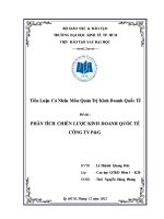 Tiểu luận quản trị kinh doanh quốc tế: Phân tích chiến lược kinh doanh quốc tế của P  G