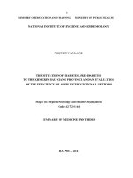 the situation of diabetes, pre-diabetes to the khmer in hau giang province and an evaluation of the efficacy of some interventional methods