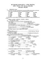 ĐỀ THI HỌC SINH GIỎI 12 VÒNG TRƯỜNG MÔN : TIẾNG ANH Năm học 2010-2011 docx