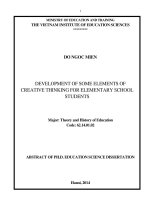 Development of some elements of creative thinking for elementary school students