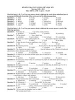 ĐỀ KIỂM TRA CHẤT LƯỢNG GIỮA HỌC KỲ I Năm học 2010 – 2011 Môn: TIẾNG ANH – Lớp 12 doc