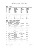 KIỂM TRA LẦN I MÔN ANH VĂN - ĐỀ 25 pdf