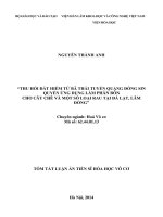 tóm tắt luận án tiến sĩ thu hồi đất hiếm từ bã thải tuyển quặng đồng sin quyền ứng dụng làm phân bón cho cây chè và một số loại rau tại đà lạt, lâm đồng