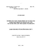 Nghiên cứu thực trạng bệnh tật và nhu cầu khám chữa bệnh của người cao tuổi tại huyện vĩnh linh tỉnh quảng trị