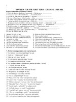 1 REVISION FOR THE FIRST TERM GRADE 12 - 2010-2011 potx