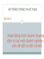 thuyết trình hệ thống thông tin kế toán hoạt động kinh doanh thương mại điện tử tại một doanh nghiệp và các vấn đề đặt ra đối với ais