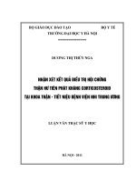 Nhận xét kết quả điều trị hội chứng thận hư tiên phát kháng corticosteroid tại khoa thận   tiết niệu bệnh viện nhi trung ương