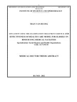 situation of using clinical services and effectiveness of health care model for elderly people rely on medical facilities in binh duong