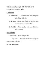 Giáo án khoa học lớp 5 - SỬ DỤNG NĂNG LƯỢNG CỦA CHẤT ĐỐT potx