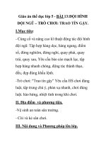 Giáo án thể dục lớp 5 - BÀI 13:ĐỘI HÌNH ĐỘI NGŨ – TRÒ CHƠI: TRAO TÍN GẬY pps