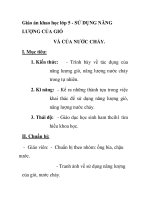 Giáo án khao học lớp 5 - SỬ DỤNG NĂNG LƯỢNG CỦA GIÓ VÀ CỦA NƯỚC CHẢY ppt