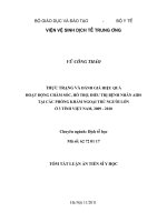 Thực trạng và đánh giá hiệu quả hoạt động chăm sóc, hỗ trợ, điều trị bệnh nhân AIDS tại các phòng khám ngoại trú người lớn ở 3 tỉnh việt nam, 2009  2010