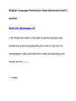 English Language Proficiency Tests-Advanced Level''''sarchiveReal Life: Newspaper (3) ppsx