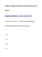 English Language Proficiency Tests-Advanced Level''''sarchivePrepositional Phrases – At, By, For potx