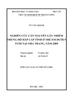 Nghiên cứu căn nguyên gây nhiễm trùng hô hấp cấp tính ở trẻ em dưới 5 tuổi tại nha trang, năm 2009