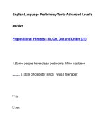 English Language Proficiency Tests-Advanced Level''''sarchivePrepositional Phrases – In, On, Out pdf