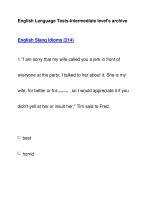 English Language Tests-Intermediate level''''s archiveEnglish Slang Idioms (214) ppsx