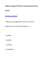 English Language Proficiency Tests-Advanced Level''''sarchiveInterviews and Jobs ppsx