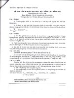 Đề thi tốt nghiệp đại học hệ chính quy năm 2011 - môn vật lý nguyên tử và hạt nhân ppt