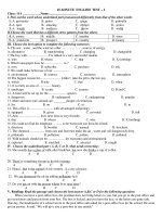 45-MINUTE ENGLISH TEST – 2 Class: 11A pot