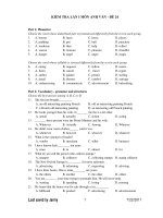 KIỂM TRA LẦN I MÔN ANH VĂN - ĐỀ 24 doc