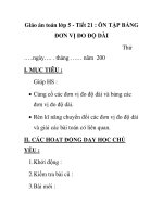 Giáo án toán lớp 5 - Tiết 21 : ÔN TẬP BẢNG ĐƠN VỊ ĐO ĐỘ DÀI pptx
