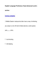 English Language Proficiency Tests-Advanced Level''''sarchiveCulinary delights docx