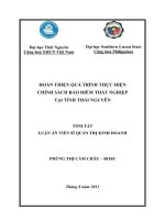 tóm tắt luận án tiến sĩ hoàn thiện quá trình thực hiện chính sách bảo hiểm thất nghiệp tại tỉnh thái nghuyên