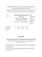 MẪU QUYẾT ĐỊNH TỊCH THU TANG VẬT, PHƯƠNG TIỆN VI PHẠM HÀNH CHÍNH TRONG LĨNH VỰC HÀNG HẢI ppsx