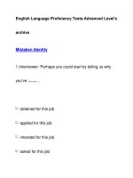 English Language Proficiency Tests-Advanced Level''''sarchiveMistaken Identity potx