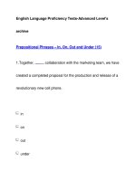 English Language Proficiency Tests-Advanced Level''''sarchivePrepositional Phrases – In, On, Out potx