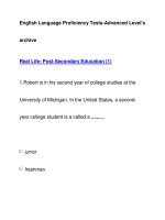 English Language Proficiency Tests-Advanced Level''''sarchiveReal Life: Post-Secondary Education ppsx