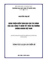 tóm tắt hoàn thiện kiểm toán báo cáo tài chính của các công ty niêm yết trên thị trường chứng khoán việt nam