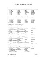 KIỂM TRA LẦN I MÔN ANH VĂN - ĐỀ 29 pps