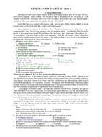 KIỂM TRA ANH VĂN KHỐI 12 - TEST 3 ppsx