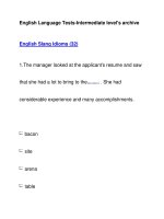 English Language Tests-Intermediate level''''s archiveEnglish Slang Idioms (32) ppt