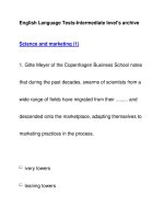 English Language Tests-Intermediate level''''s archiveScience and marketing (1) pot
