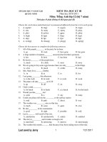 KIỂM TRA HỌC KỲ III Năm học 2010-2011 Môn: Tiếng Anh lớp 12 docx