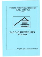 CÔNG TY cổ PHẦN PHÁT TRIỂN NHÀ bà rịa VŨNG tàu báo cáo thường niên 2013