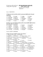 ĐỀ THI CHỌN HỌC SINH GIỎI MÔN: TIẾNG ANH - Mã đề: 101 doc