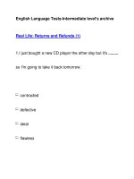English Language Tests-Intermediate level''''s archiveReal Life: Returns and Refunds (1) doc