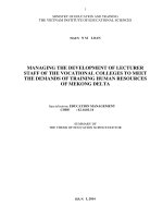 managing the development of lecturer staff of the vocational colleges to meet the demands of training human resources of mekong delta