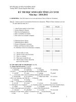 KỲ THI HỌC SINH GIỎI TỈNH LẦN XVIII Năm học : 2010-2011 pps