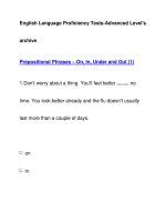 English Language Proficiency Tests-Advanced Level''''sarchivePrepositional Phrases – On, In, ppt