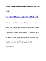 English Language Proficiency Tests-Advanced Level''''sarchivePrepositional Phrases – In, On, Out ppt