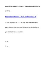 English Language Proficiency Tests-Advanced Level''''sarchivePrepositional Phrases – On, In, potx